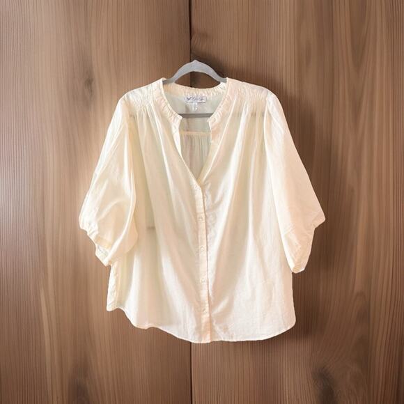 Jessica Simpson Blouse Women’s Plus Size 3X Ivory Top 100% Cotton Loose Woven - Picture 1 of 14